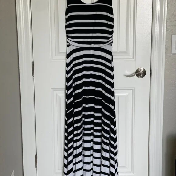 Athleta Black and White Striped Maxi Tank Dress - XS - Picture 4 of 7